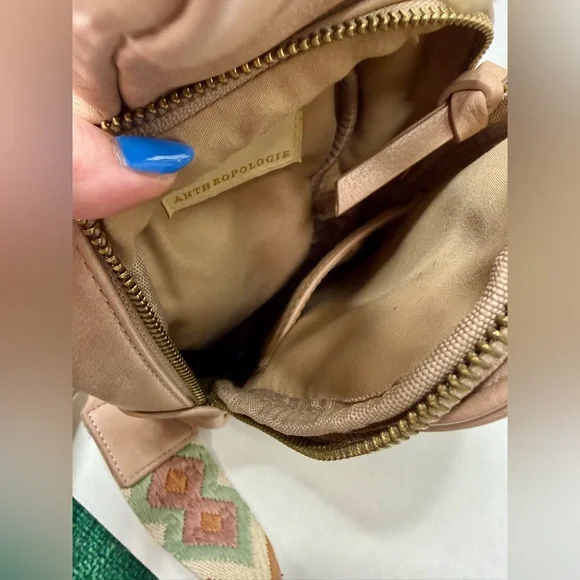 Anthropologie Tan Liberty Sling Bag with Patterned Strap - Picture 5 of 5